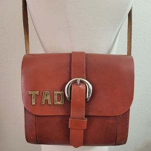 Vintage Thom Hird Handmade Leather Shoulder Bag with TAD Brass Monogram